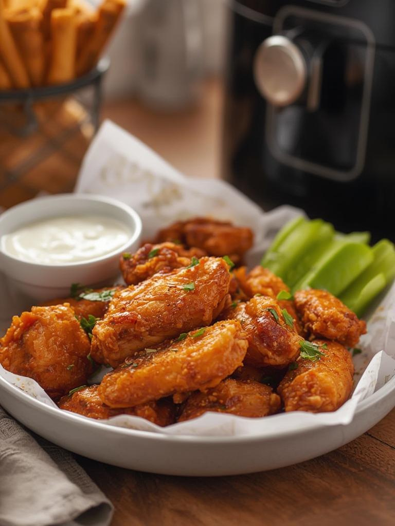 Air Fryer Chicken Wings served