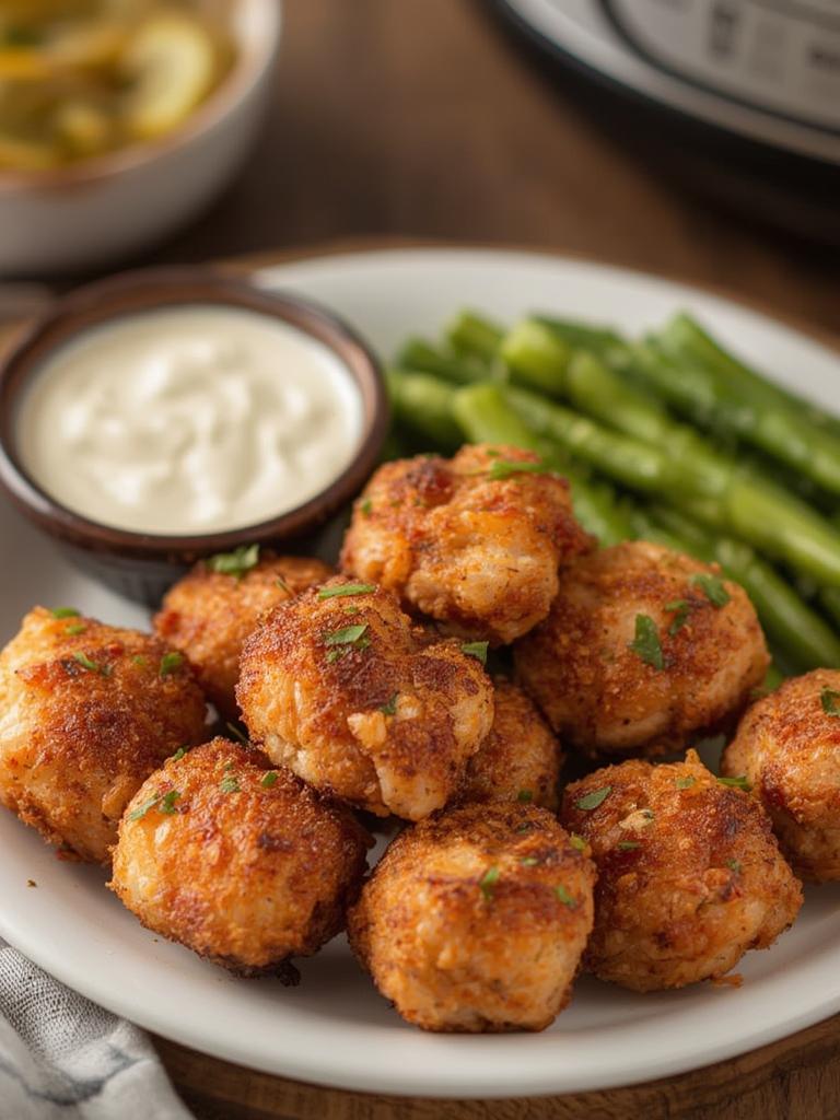 Air Fryer Salmon Bites served