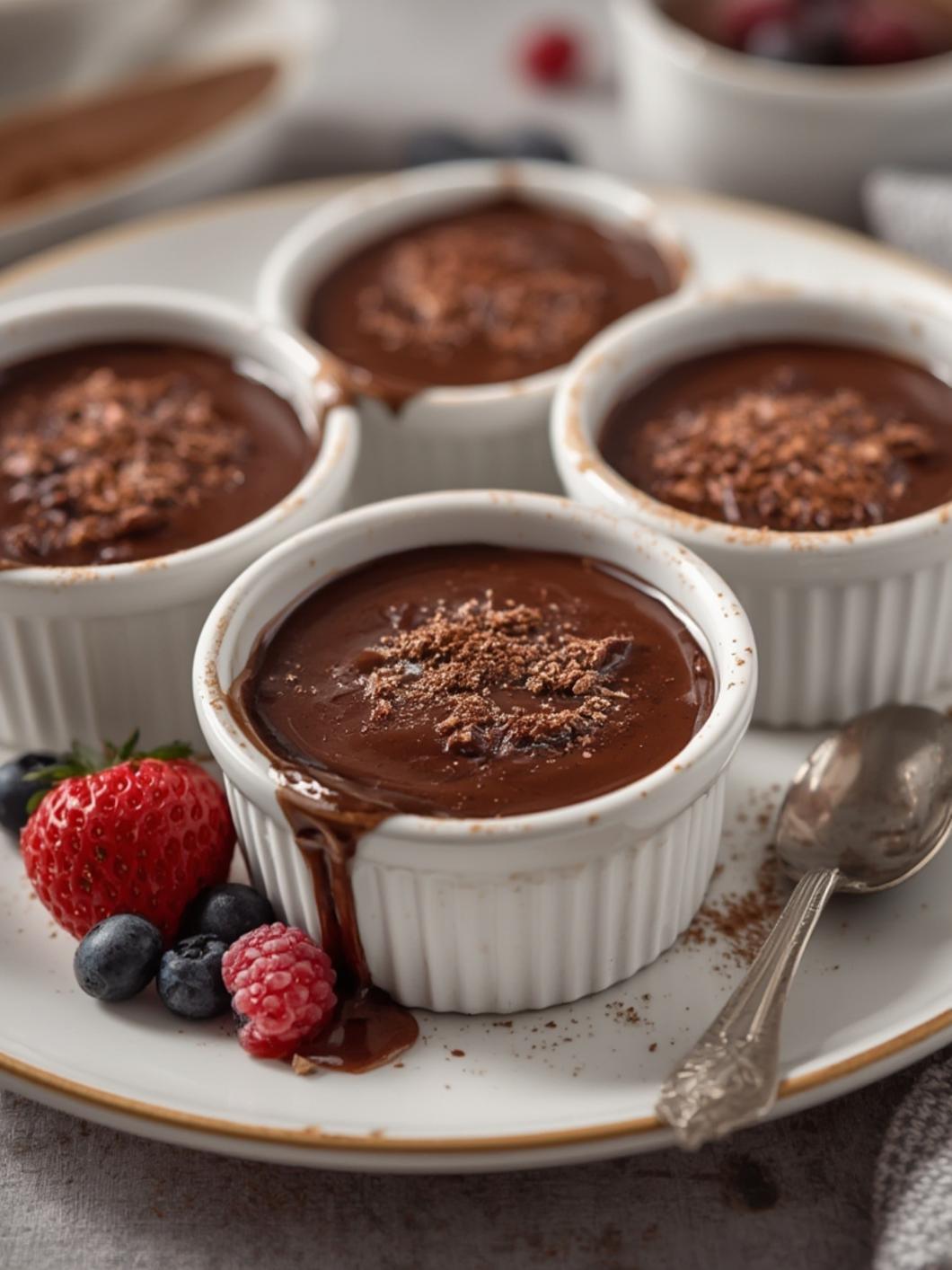 Chocolate Pudding Pots served