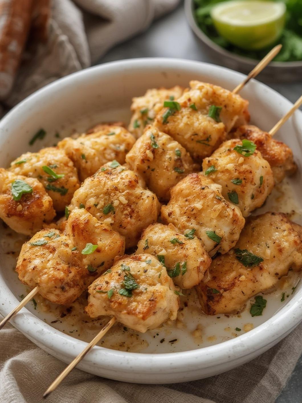 Garlic Parmesan Chicken Skewers