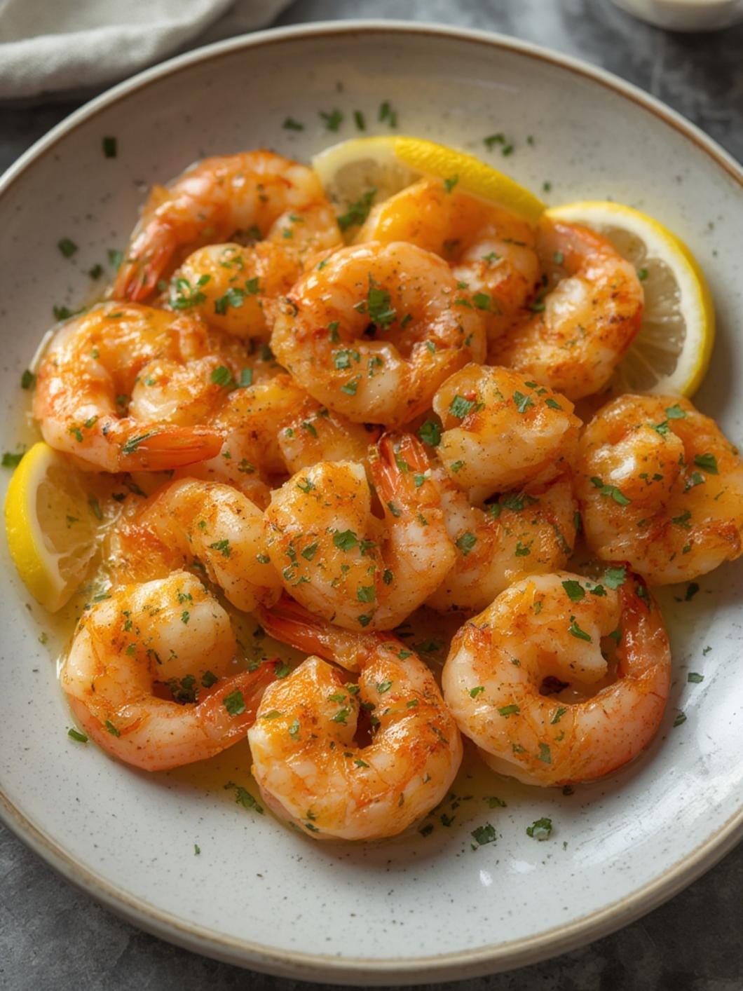 Lemon Garlic Shrimp served