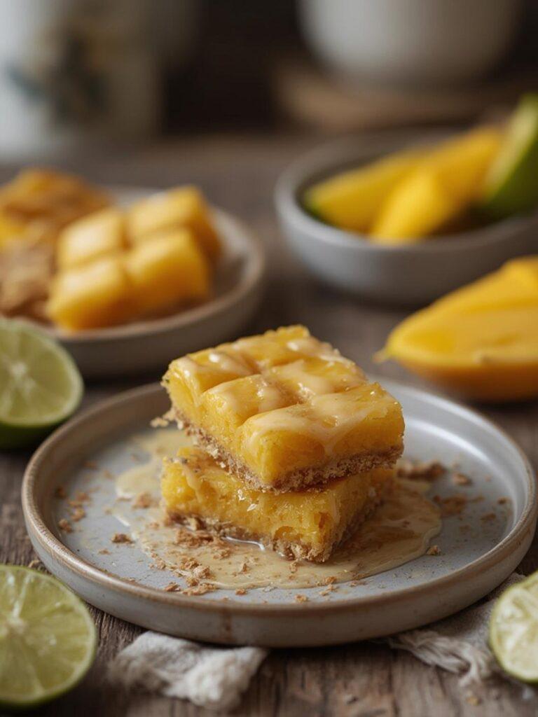 Mango bars with lime glaze