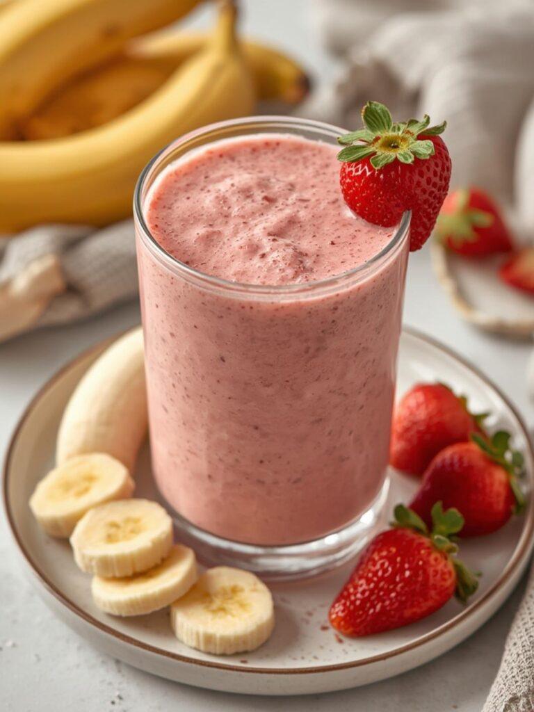 Strawberry Banana Smoothie served