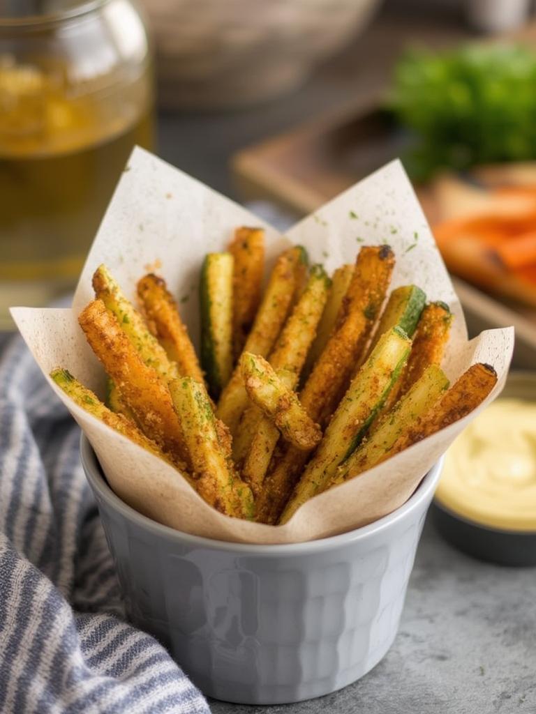 Air Fryer Zucchini Fries served