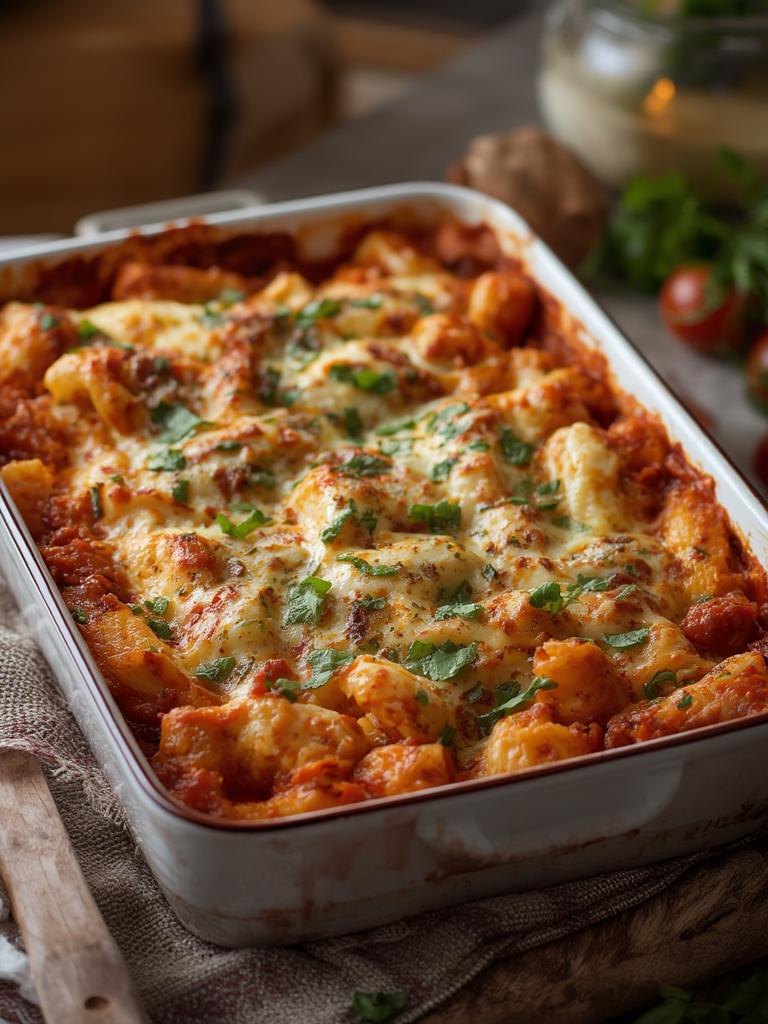 Baked Ziti with Ricotta served