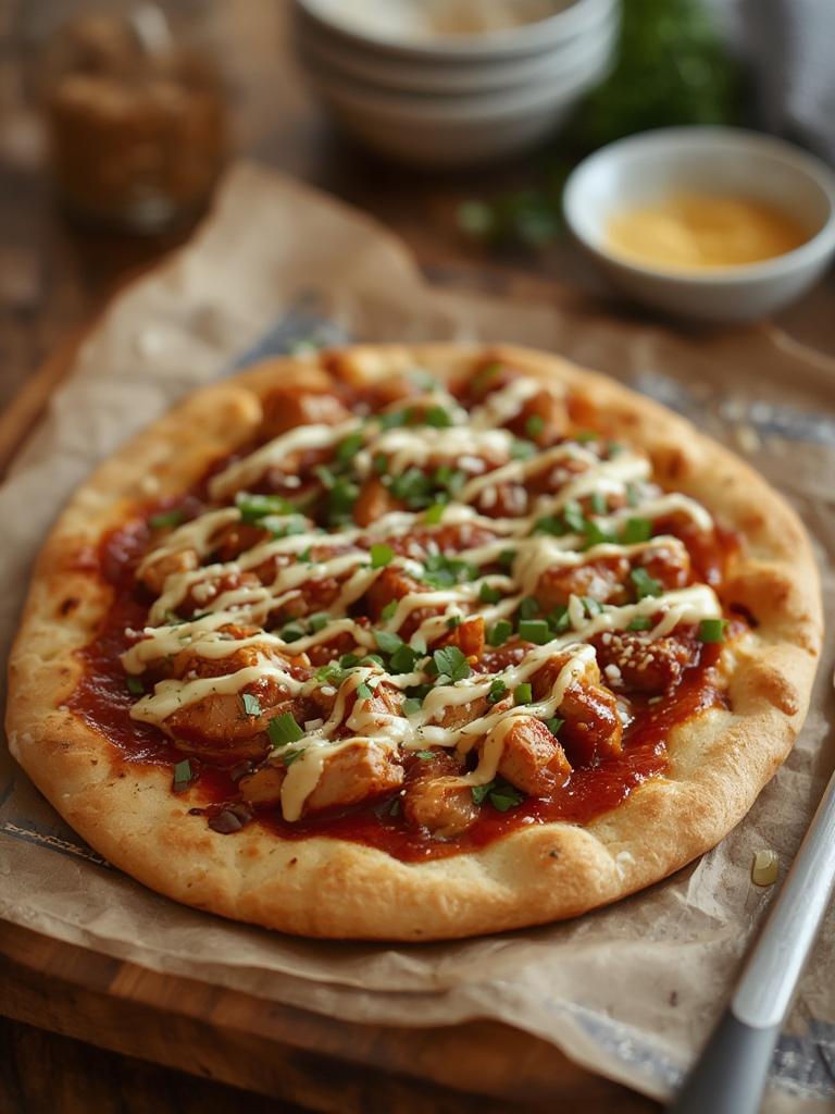 BBQ Chicken Flatbread served