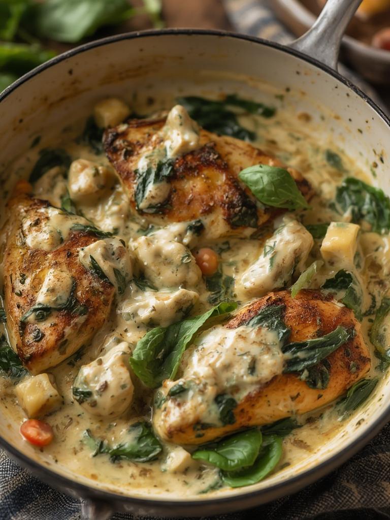 Creamy Spinach Chicken served