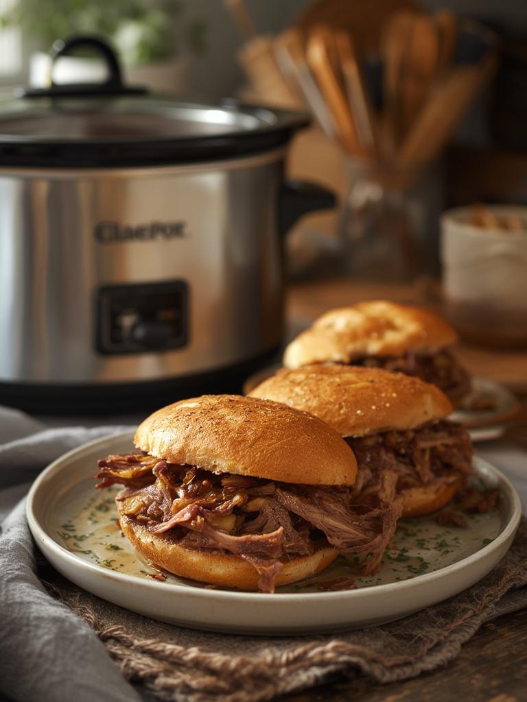 Crockpot French Dip Sandwiches