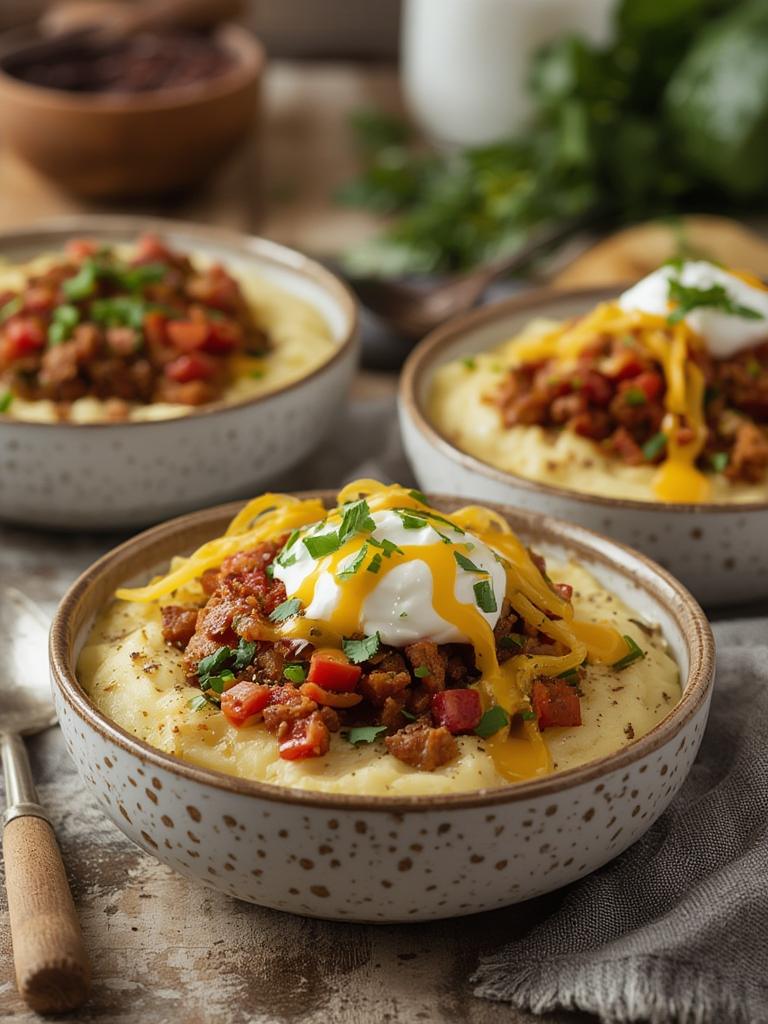 Loaded Mashed Potato Bowls served