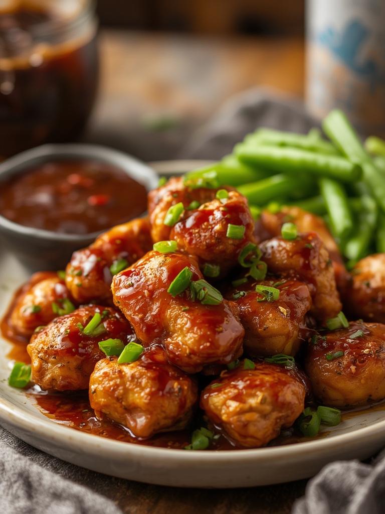 Sticky Asian Chicken Bites served