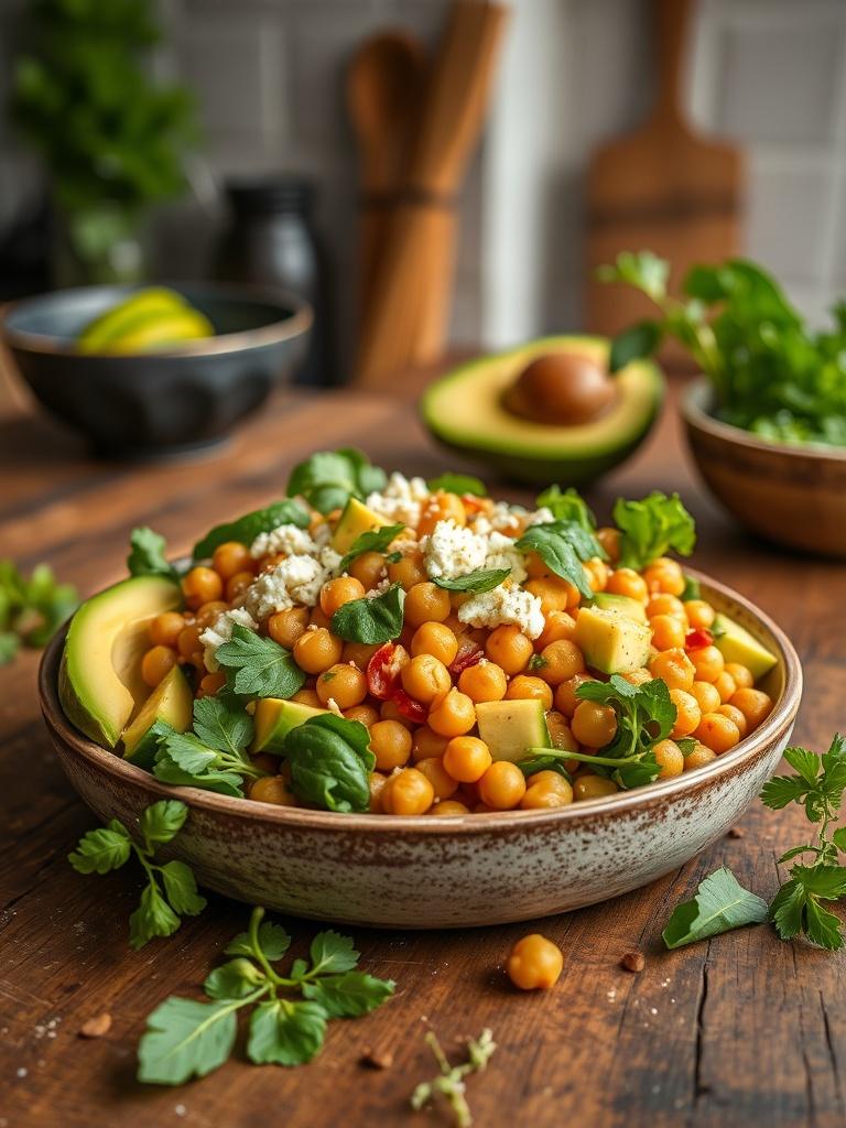 Chickpea Feta Avocado Salad
