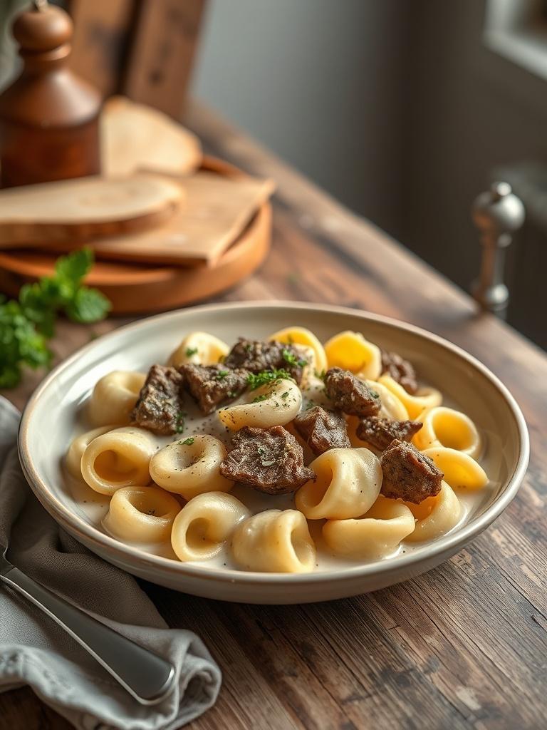 Cracked Garlic Steak Tortellini in Creamhouse Sauce Bliss