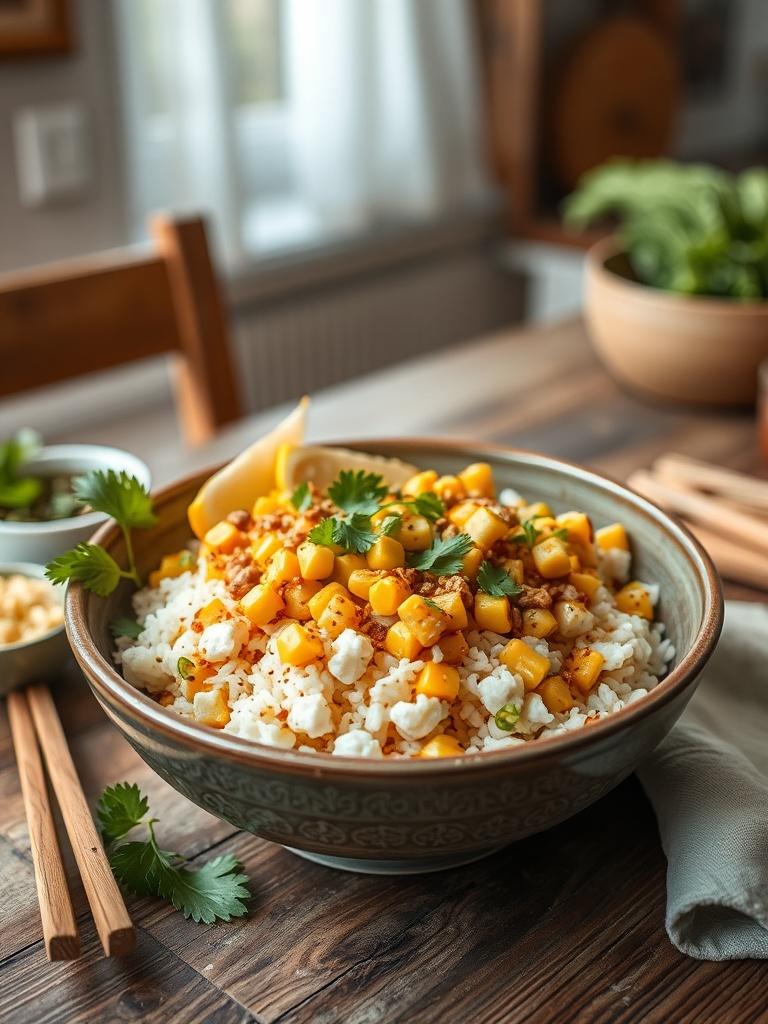 Healthy Street Corn Chicken Rice Bowl